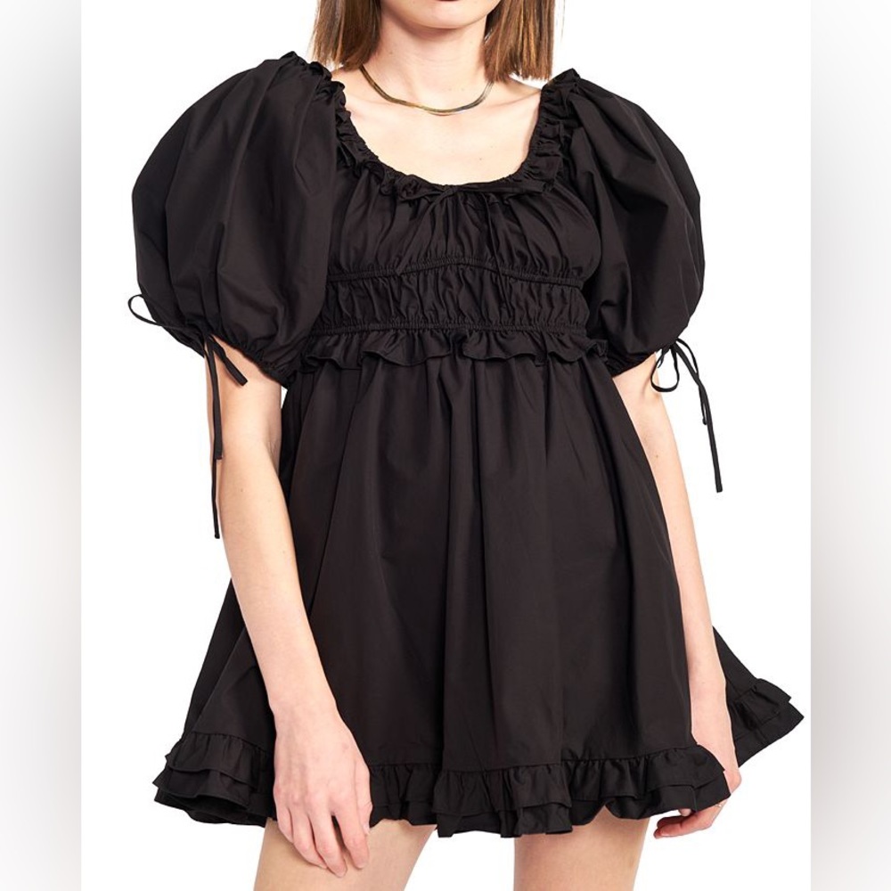 NWT En Saison Puff-Sleeve Mini Dress